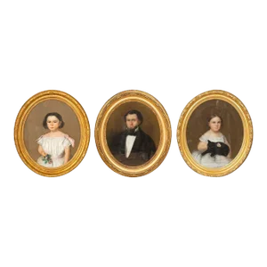 American Framed Pastel Portraits of Asa Porter Morse and Two Daughters