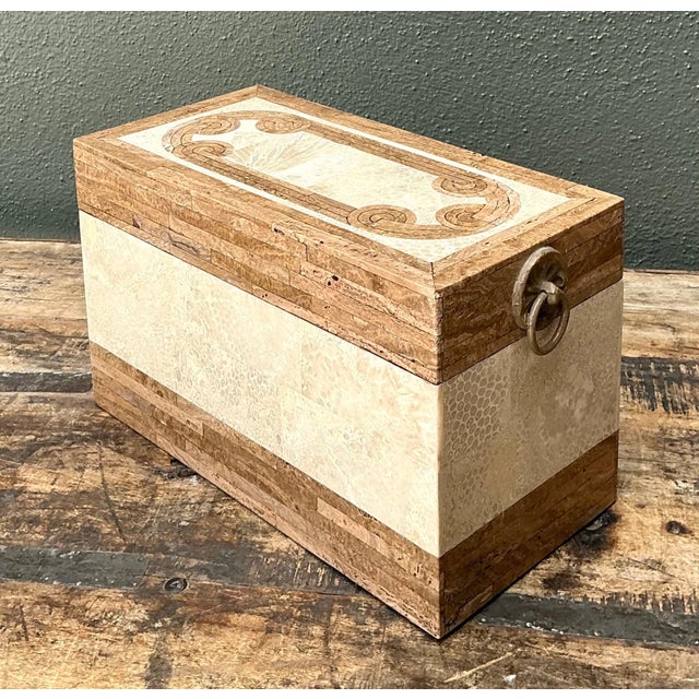 Mid-Century Modern Vintage Tessellated Stone Box For Sale - Image 3 of 18