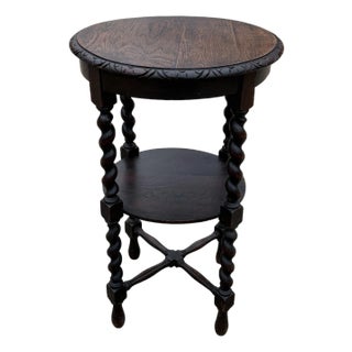 Vintage English Barley Twist Two Tier Drink Table For Sale
