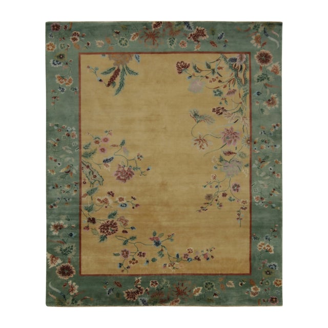 Gold Rug & Kilim Chinese Style Art Deco Rug in Gold with Multicolor Floral Patterns - 12'x18' For Sale - Image 8 of 8