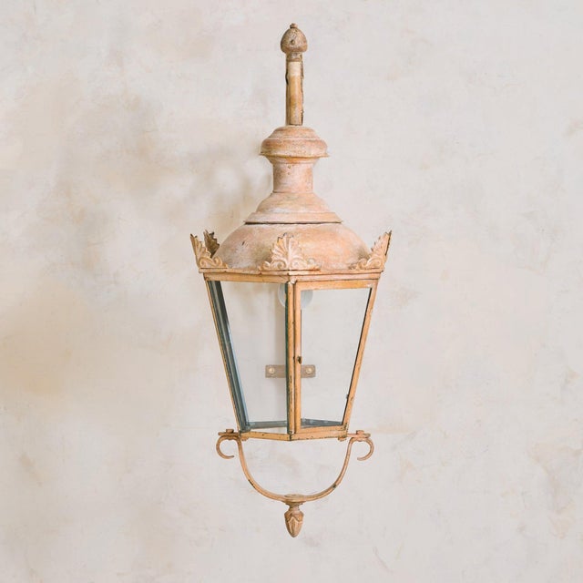 French Aged Metal Lantern Sconce, 1950s - 2 Available For Sale - Image 4 of 12