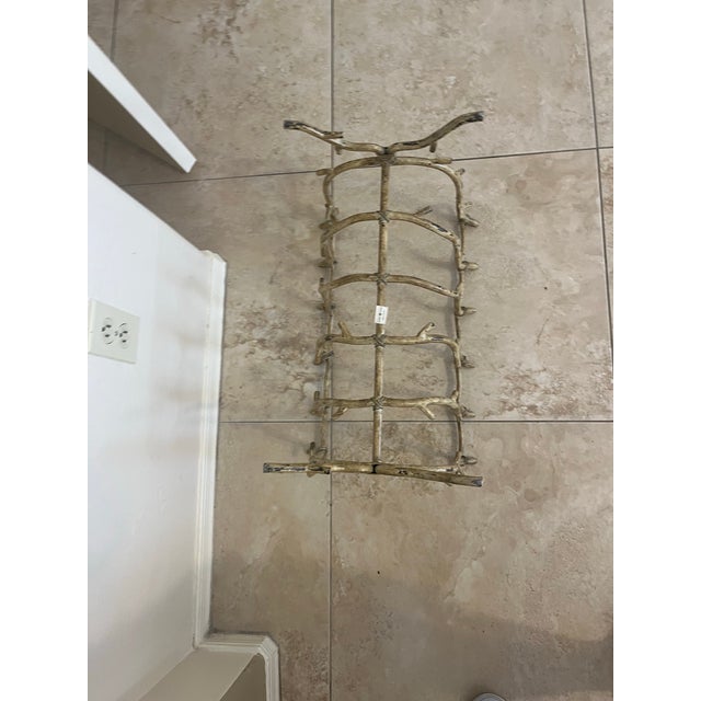 Brutalist Gold Twig Branch Iron Fireplace Log Holder - Magazine Newspaper Rack For Sale In Phoenix - Image 6 of 12