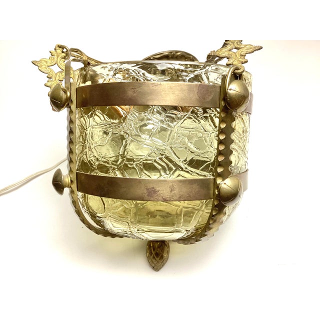 Italian Vintage Italian Bronze Lantern With Yellow Gold Murano Glass Globe For Sale - Image 3 of 7