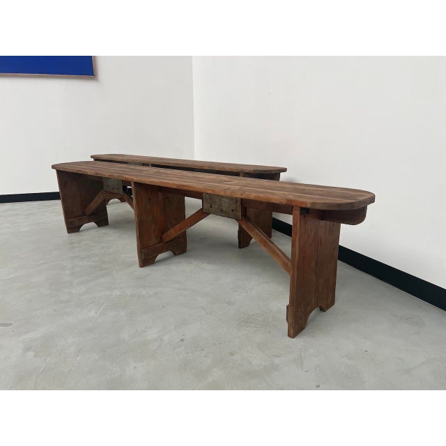 Rustic Set of Pine Farm Benches, 1950s For Sale - Image 3 of 14