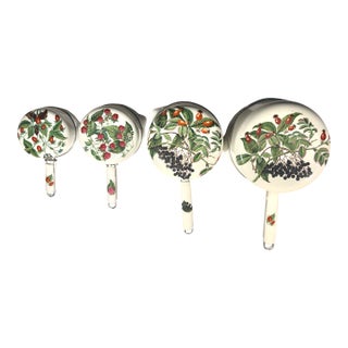 Vintage Limoges Nesting Porcelain & Aluminum Cookware Complete Set of Four – Botanical Berry Motif For Sale