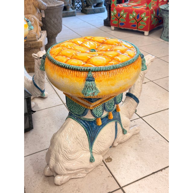1990s 1990s Italian Ceramic Camel Garden Seat For Sale - Image 5 of 7