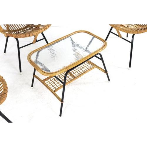 Rattan Chairs & Coffee Table, Set of 4 For Sale - Image 9 of 16