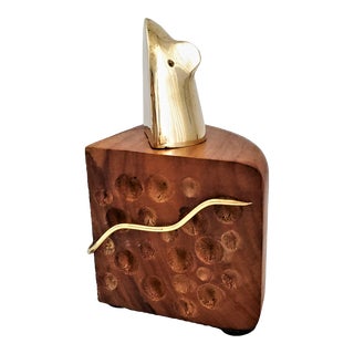 1970s Pop Art Wood and Solid Brass Table Sculpture - Mid Century Modern For Sale
