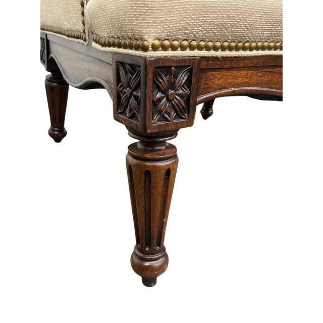 Hickory Chair Louis XVI Style Carved Wood Wingback Lounge Chair For Sale - Image 9 of 10