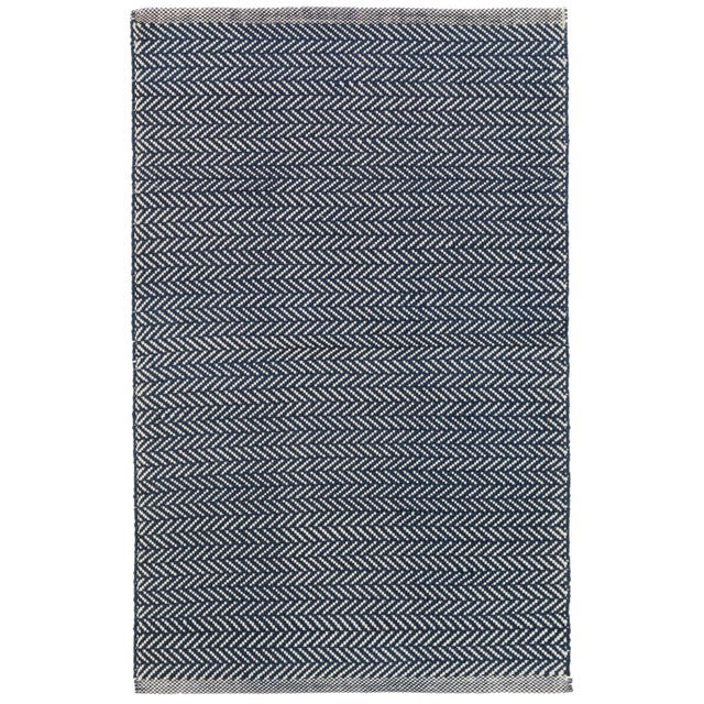 Dash & Albert by Annie Selke Herringbone Indigo Woven Cotton Rug, 5' x 8' For Sale In Boston - Image 6 of 6