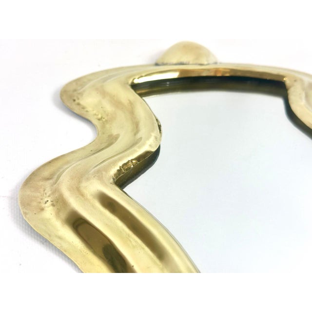 Metal Antique Polished Wall Mirror in Brass, 19th Century For Sale - Image 7 of 12