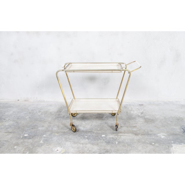 Gold Italian Mid-Century Brass and Metal Serving Trolley, 1950s For Sale - Image 8 of 8