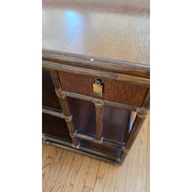 Brown MCM 70's Era McGuire Faux Bamboo Bar Cart For Sale - Image 8 of 15