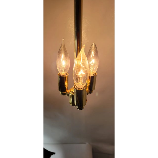 French 1990s Vintage Brass & Crystal Bell-Jar Chandelier Pendant Foyer Light For Sale - Image 3 of 12