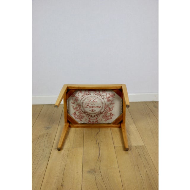 Stool in Blue Natural Fabric, 1970s For Sale - Image 11 of 12