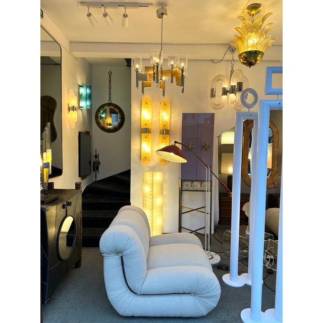 Chandelier Brass Chrome and Murano Glass by Sciolari, Italy, 1970s For Sale - Image 6 of 12