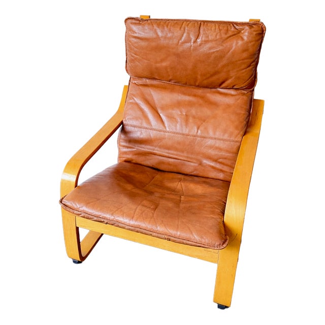Vintage Poäng Chair in Cognac Leather by Noboru Nakamura for Ikea, 2000s For Sale