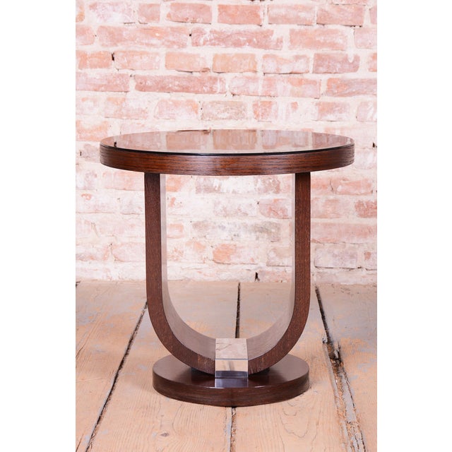 Art Deco Small Table in Oak, Silver Plating, and Glass, France, 1920s For Sale - Image 3 of 13