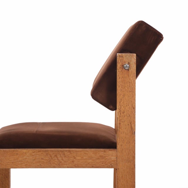 Pair of French Brutalist Oak Side Chairs With Adjustable Tilting Backs, C 1960 For Sale - Image 4 of 5