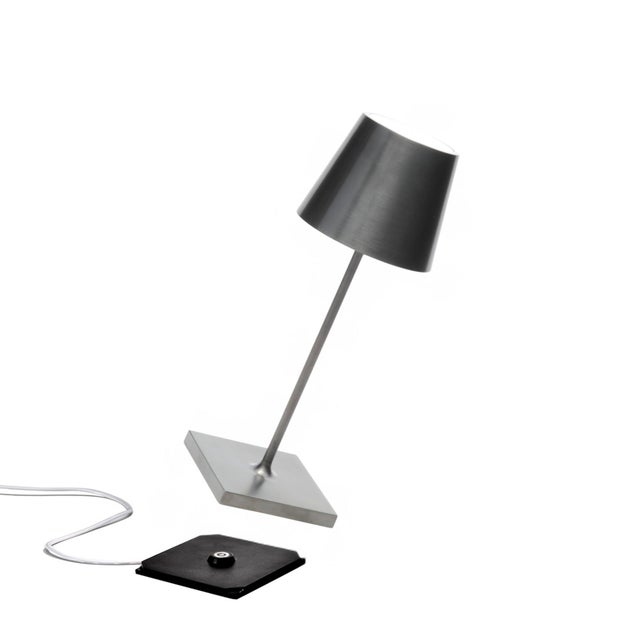 Modern Zafferano Poldina Pro Mini Cordless Lamp in Antique Nickel For Sale - Image 3 of 4