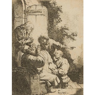 After Rembrandt, Joseph's Skirt Is Brought to Jacob, 17th-century, Etching For Sale