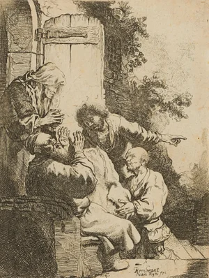After Rembrandt, Joseph's Skirt Is Brought to Jacob, 17th-century, Etching