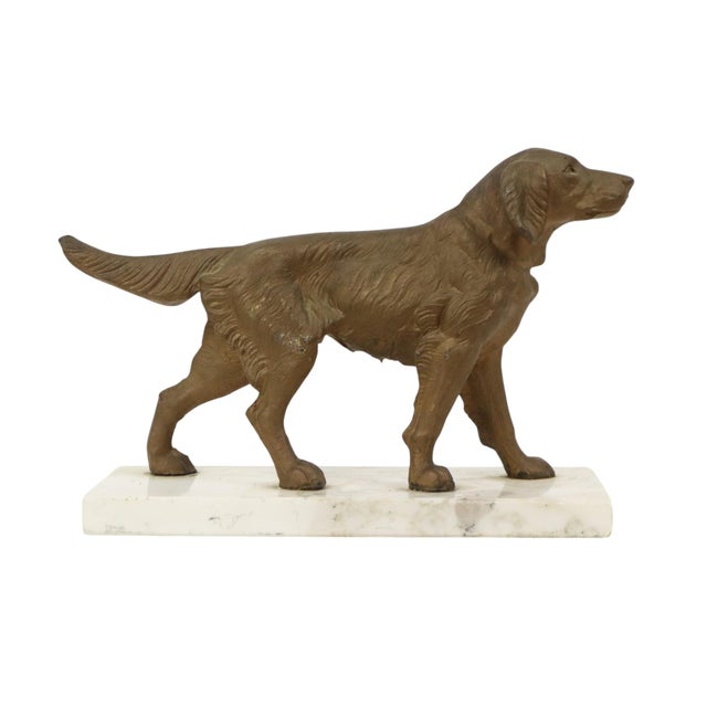 Art Deco Gold-Colored Zamak Dog on Marble Base For Sale - Image 9 of 14