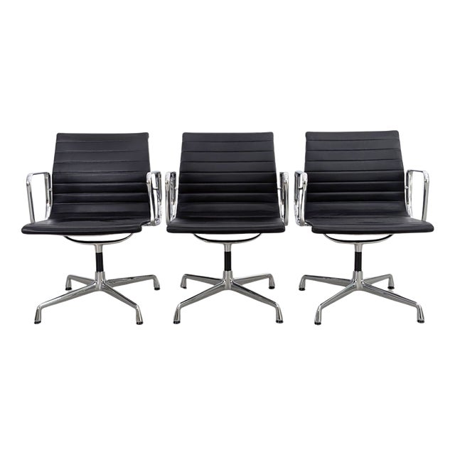 EA 108 Chair in Black Leather by Charles & Ray Eames for Vitra For Sale