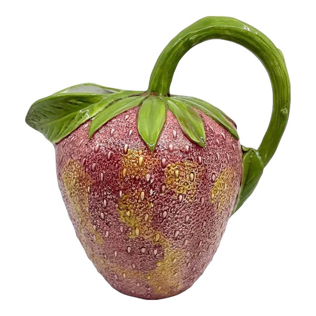 1970s Vintage Hand Painted Bassano Strawberry Pitcher For Sale