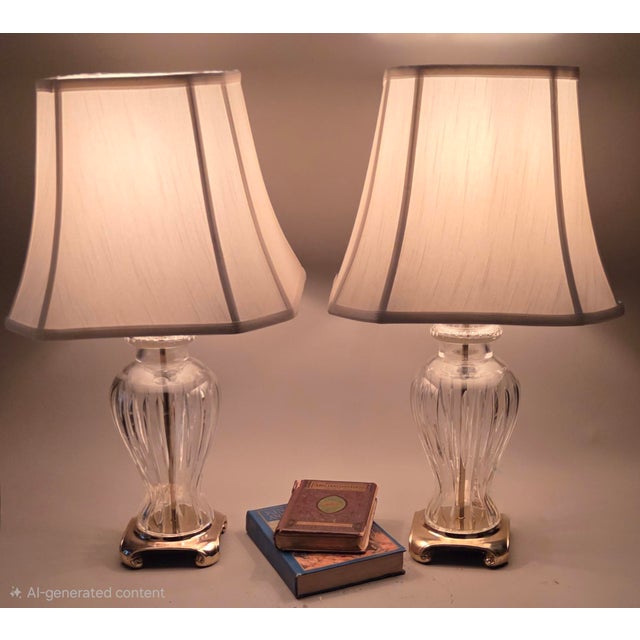 Attributed 1920s European Cut Crystal and Brass Urn Table Lamps – A Pair For Sale - Image 12 of 12
