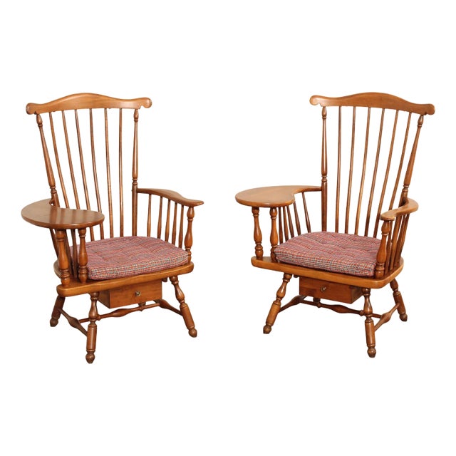 Heywood Wakefield Pair of Maple Windsor Writing Chairs For Sale