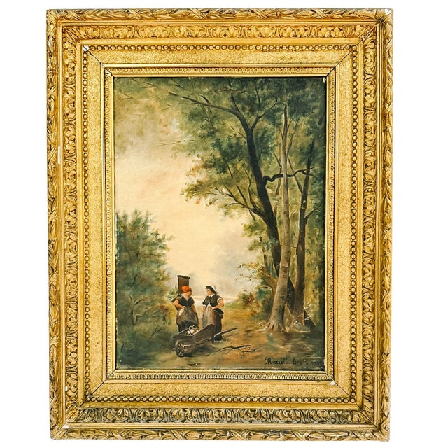 Antique 20th Century French Barbizon Style Original Oil Painting on Canvas, Signed For Sale - Image 10 of 10