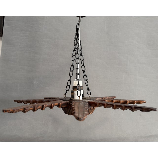 Vintage Spanish Colonial Starburst Ceiling Lamp, 1940s For Sale - Image 9 of 10