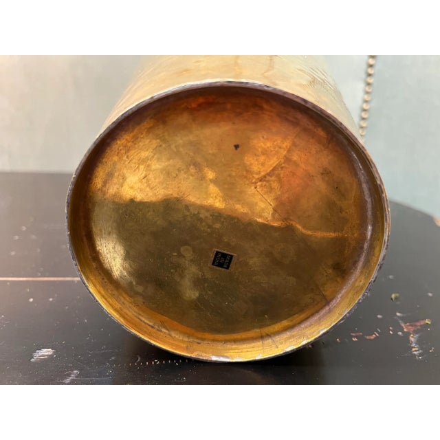 Hollywood Regency Vintage Large Solid Brass Urn With Rope Detailing For Sale - Image 3 of 6