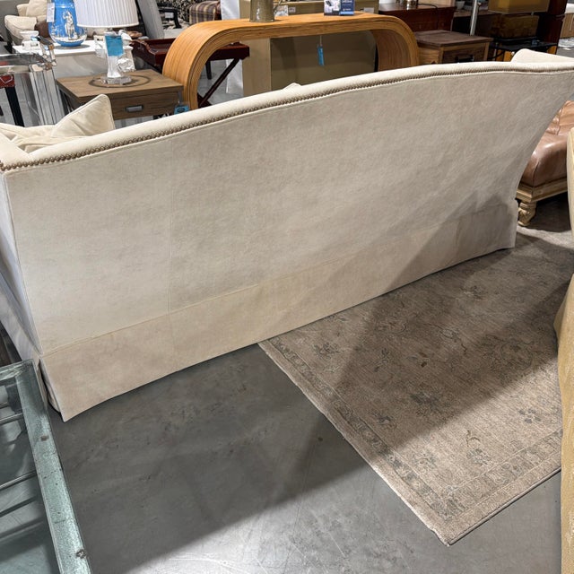 Ethan Allen Classic Upholstered Skirted Sofa With Nailhead Trim For Sale - Image 10 of 10