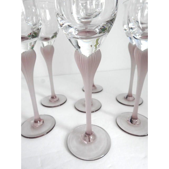 1990s Mikasa Sea Mist Amethyst Hearts Cordial Glasses- Set of 7 For Sale - Image 4 of 4
