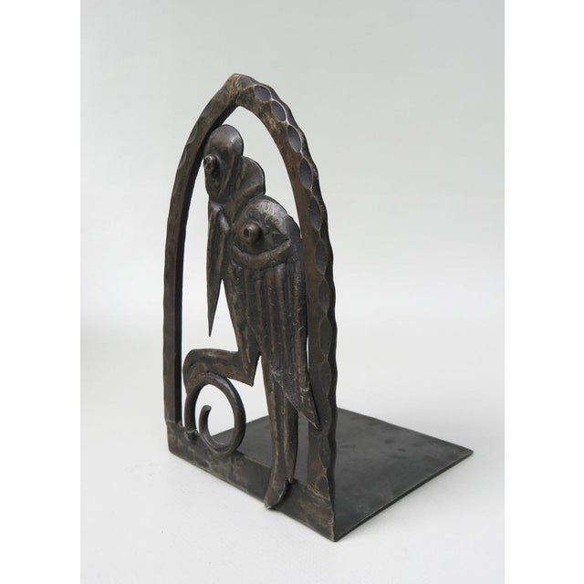 Art Nouveau Wrought Iron Book Supports Marabu in the style of Edgar Brandt, 1890s, Set of 2 For Sale - Image 9 of 18