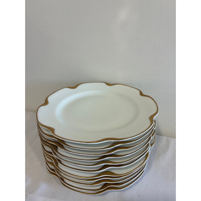 Antique Haviland & Co. Limoges Gold Scalloped Rim Plates, Set of 11, France For Sale - Image 12 of 12