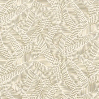 Schumacher Abstract Leaf Fabric in Taupe For Sale