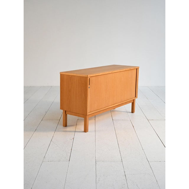 1960s Scandinavian Oak Cabinet with Roller Door, 1960s For Sale - Image 5 of 10