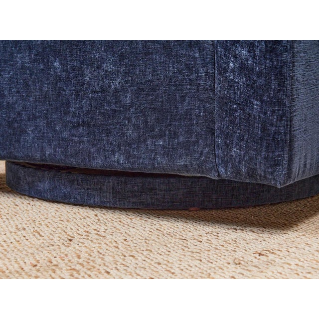 Mid 20th Century Blue Chenille Swivel Chair For Sale - Image 9 of 9