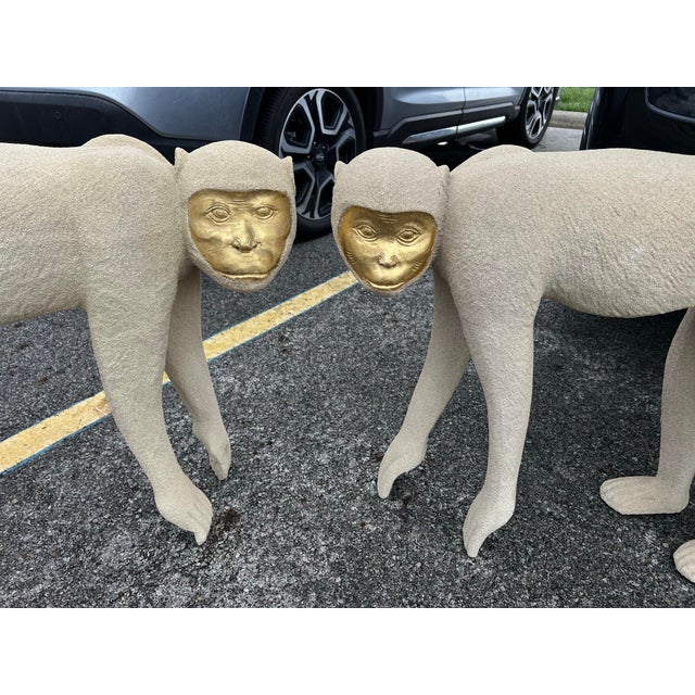 Contemporary 1980 Texture Life Size Monkey Statues - a Pair For Sale - Image 3 of 12