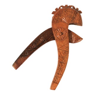 Vintage Folk Art Hand-Carved Wooden Nutcracker For Sale