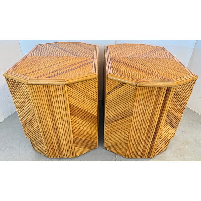 Gabriella Crespi Style Geometric Pair of Pencil Reed Nightstands From 70's For Sale - Image 9 of 15