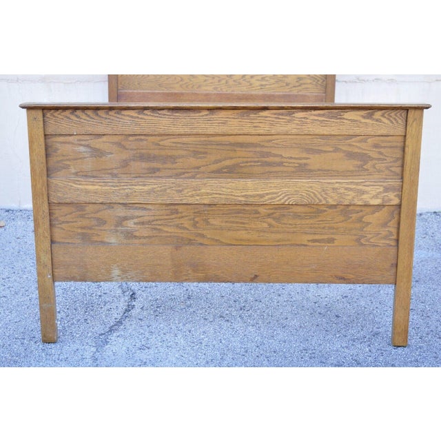 Late 19th Century Antique Eastlake Victorian Oak Wood Tall Headboard Full Size Bed Frame For Sale In Philadelphia - Image 6 of 10