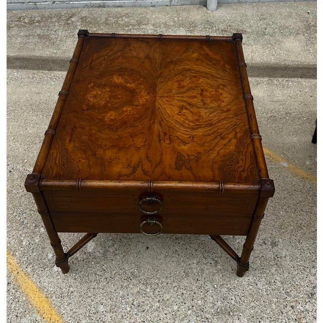 Drexel MCM Drexel Grand Tour Burl Wood Table For Sale - Image 4 of 9