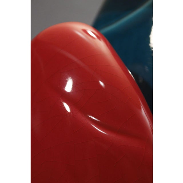 Red Large Pebble Ceramic Table Lamp by François Chatain, France, 1990s For Sale - Image 8 of 14