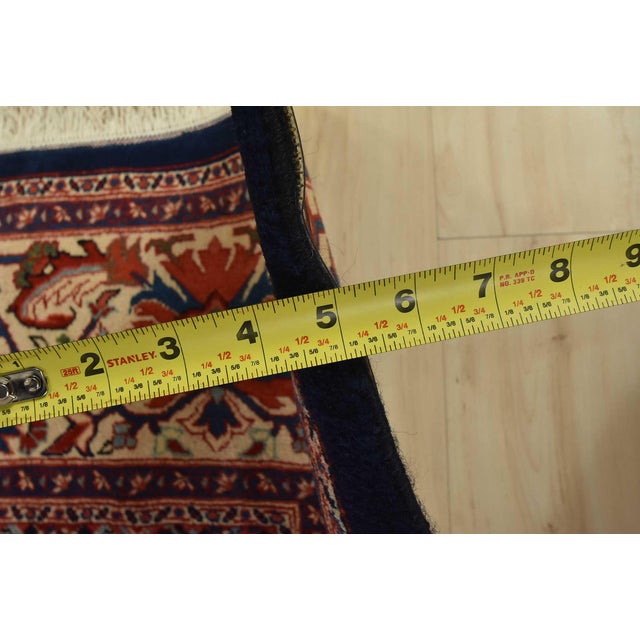 Sarouk Rug 6’5” X 8’4” Blue Wool Vintage Traditional Hand-Knotted Carpet For Sale - Image 10 of 12