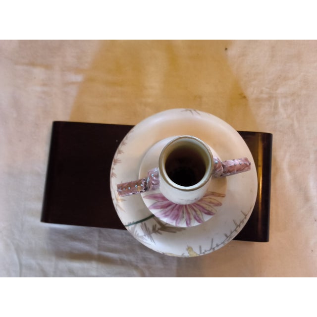 Antique German Porcelain Footed Vase With the Mark of Rudolstadt and Straus, Handpainted Cockatoos For Sale - Image 12 of 17