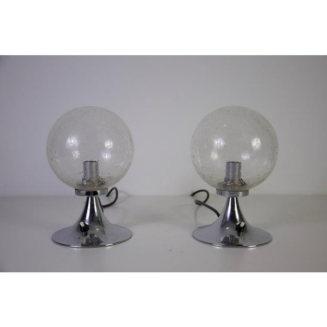 Vintage German Chrome and Glass Table Lamps, 1960s, Set of 2 For Sale - Image 3 of 12